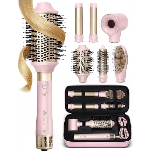 ELLA BELLA® 6 in 1 Professional Hot Air Styler • Powerful Hair Dryer & Straightener Set • Styling Without Heat Damage • Fast Drying Curling Volumizing Straightening • Includes Protective Travel Case - Image 1