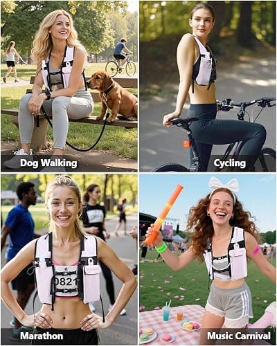 Running Hydration Vest for Women Men,Lightweight Breathable Hydration Pack with 500ml Soft Flask, Adjustable Chest Straps Reflective Backpack for Trail Running Marathon Race Jogging Cycling thumbnail 6