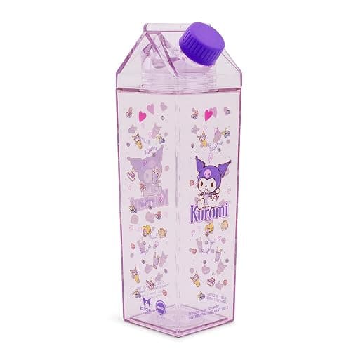 Silver Buffalo Sanrio Hello Kitty and Friends Featuring Kuromi and Raspberries Plastic Purple Milk Carton Pitcher Bottle, 16.2 Ounces - Image 1