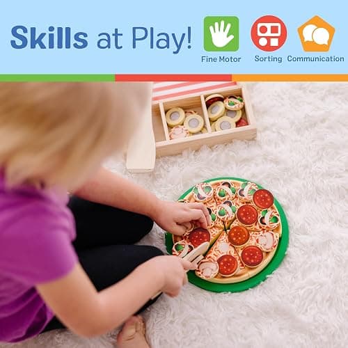 Melissa & Doug Wooden Pizza Party Play Set, 36 Self-Stick Toppings, Pizza Toy Kitchen Set & Play Kitchen Accessories, Preschool Toys for Boys & Girls 3+ thumbnail 5