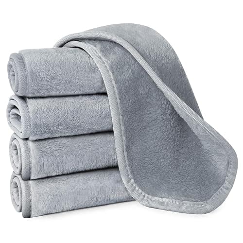 URAQT Reusable Microfibre Makeup Remover Face Cloths,5 Pack,Grey | Microfibre fabric, reusable and machine washable. Gentle on skin, efficiently dissolve cosmetics for daily facial cleansing - Image 1