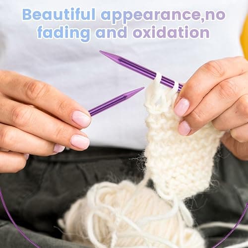 liomey Interchangeable Circular Knitting Needles Set - 13 Pairs of 4 Inch (3mm-10mm), Aluminum Needles, Ergonomic Design for Beginners and Advanced Knitters, Purple thumbnail 5