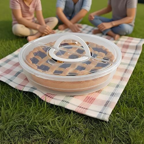 12inch 2 Pack Food Storage Container with Lid and Handle, Reusable 2 Compartments Pizza Slice Storage Container, Round Pie Carrier Leftover Pizza Keeper for Food Cake Cheesecake Tortilla Pastry thumbnail 7