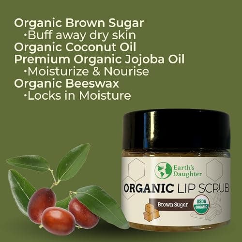 Earth's Daughter Organic Brown Sugar Lip Scrub 0.7 oz - USDA Organic Lip Exfoliator Scrub for Dry Lips - Fair Trade, Brown Sugar, Jojoba Oil, Beeswax, Coconut Oil - Scrubber Exfoliator thumbnail 5