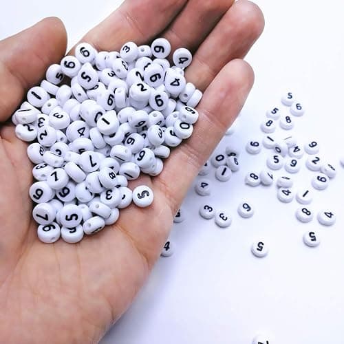 Amaney 700Pcs 7x4mm 7 Colors Mixed Number Beads Acrylic Round Shape Each Color 100Pcs thumbnail 5
