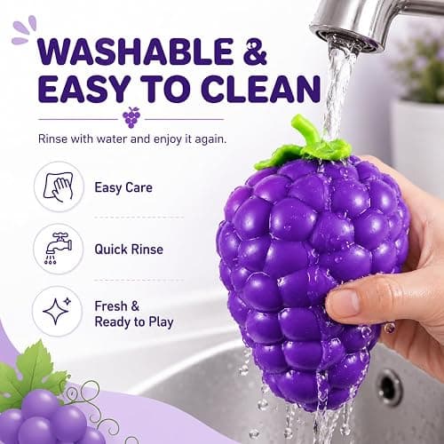 Giant Grape Squishy Toy, Slow Rising Stress Relief for Adults | Super Soft Slow Rising Grape Stress & Anxiety Relief Toy Durable, Washable, Reusable Great Gift thumbnail 4
