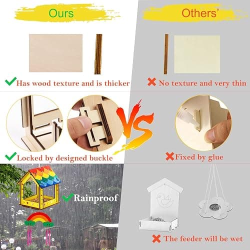 Kids Arts and Crafts for Outdoor,2 Pack Bird Feeder Wind Chime Kits for Children to Build and Paint, DIY Unfinished Wood STEM Painting Activities Crafts Toys for Boys Girls Ages 3-5 4-8 8-12 6-8 thumbnail 4