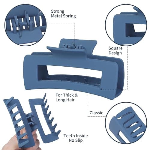Sisiaipu Hair Clip - Claw, 4.1 Inch Extra Large for Thick, Long, Curly Hair, 12 Pcs, 12 Rubber Paint and Plastic Materials, Non-Slip Design, Women and Girls Hair Accessories - Multicolor thumbnail 5