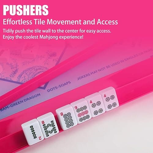 Pink Acrylic Mahjong Tile Racks with Pushers thumbnail 5