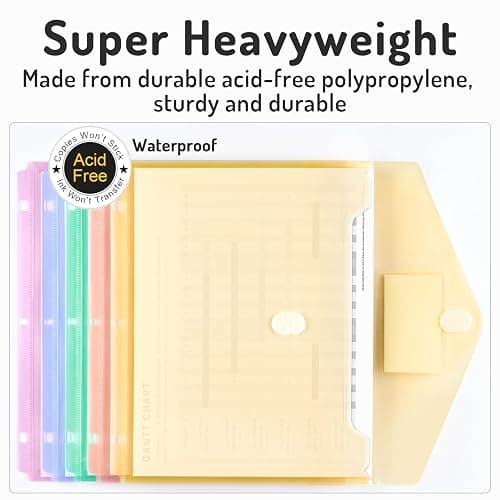 Forvencer Binder Pocket, 10 Pack Super Heavyweight Plastic Folders with Tight Closure, Binder Folders Side Loading, 3 Ring Binder Pocket, Binder Dividers with Pockets, Letter Size, Pastels Series thumbnail 4