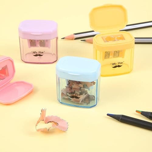 Mr. Pen- Pencil Sharpeners Manual, 4 Pack, Dual Hole, Colorful Handheld Pencil Sharpener, Compatible with Standard and Jumbo Pencils, Snap-on Lid, Stainless Steel Blade, Back to School Supplies thumbnail 2