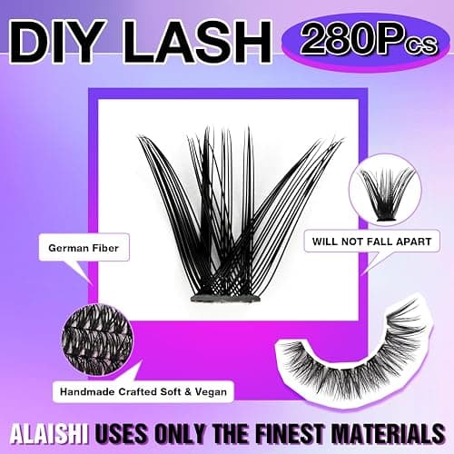 AILAISHI Lash Clusters, DIY Cluster Eyelash Extensions 9‑16mm, 40D+50D, 280pcs Fluffy D Curl Natural Lashes–Fake Cat Eye Wispy Individual Clusters thumbnail 2