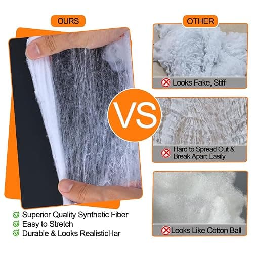 1200 sqft Halloween Spider Webs and 50pcs Fake Spiders Super Stretch Cobwebs Party Decorate for Halloween Theme Indoor and Outdoor Decoration thumbnail 2