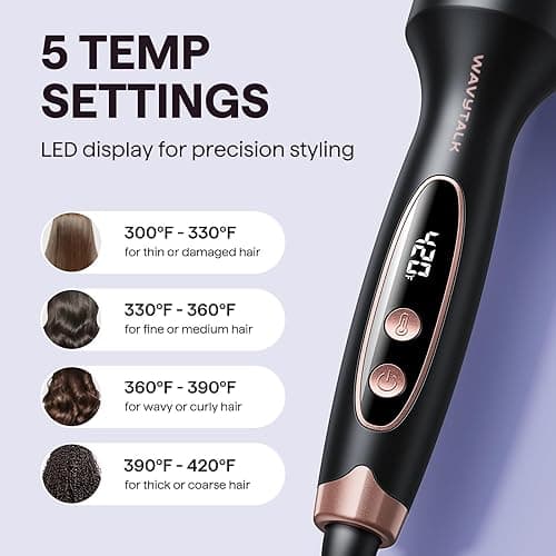Wavytalk Thermal Brush, Blowout Boost 1.5 inch Heated Round Brush for Blowout Look, Negative Ion Technology, Ceramic Tourmaline, 5 Temperature Settings, Dual Voltage, Purple, Less Damage - Iris Purple thumbnail 4