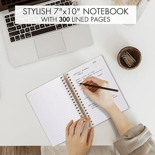 Aesthetic Thick Spiral Notebook Journal For Women in B5 Format - Modern Linen Hardcover College Ruled Note Book With 300 Lined Pages - Perfect For Writing And Staying Organized at Work or School thumbnail 3