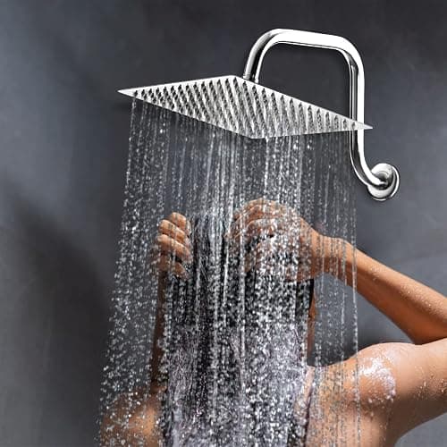 Aiscsc Rain Shower Head - 10 Inch High Pressure Shower Heads 304 Stainless Steel Ultra Thin Square Showerhead Pressure Boosting Design, Ceiling or Wall Mount thumbnail 2