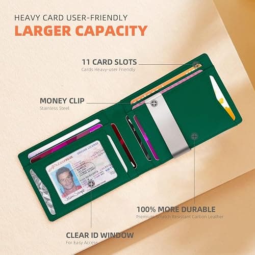 RUNBOX Slim Wallets for Men - Leather Money Clip Mens Wallet - RFID Blocking Front Pocket Bifold Wallet - Thin Credit Card Holder with Gift Box thumbnail 7