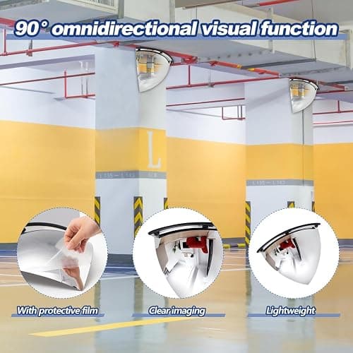 StartFine 19 Inch Quarter Dome Mirror Security and Safety Corner Mirror 1/4 Dome Convex Mirror with 90 Degree Viewing Angle thumbnail 3