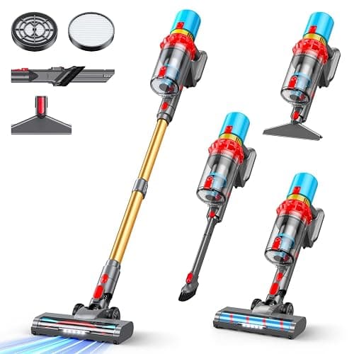 KZJKZJ Cordless Vacuum Cleaner, 550W 70Mins Powerful Suction Stick Vacuum, Anti-Tangle, Lightweight Vacuum Cleaner for Home, Rechargeable Vacuum Cordless for Hard Floor/Carpet/Pet Hair, LED Screen - Image 1