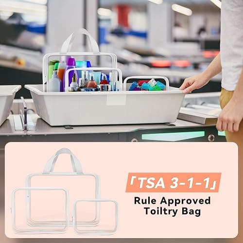 TISRATOK 10 PCS Clear Travel Makeup Toiletry Bag, Plastic PVC Cosmetic TSA Approved Organizer Kit with Zipper Handbag（White） thumbnail 5