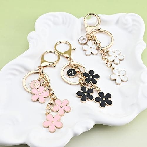 OUMILAN Initial Keychain Cute Flower Charms Keyring for Handbag Backpack–Personalized A-Z Letter Jewelry Gift for Women Girls thumbnail 5