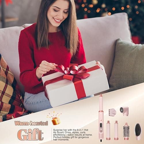 6 in 1 Hot Air Styler & Hair Dryer Brush, Multi-Styler High-Speed Negative Ionic Wrap Air Hair Styler for Curling, Fast Dry, Straightening - Versatile Hair Styling Tool at Home, Holiday Gift for Women thumbnail 7