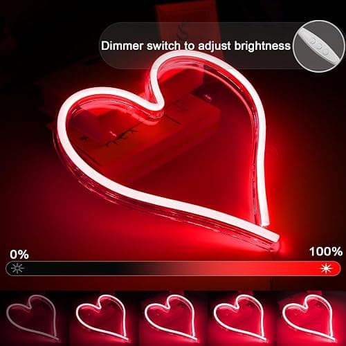 Britrio LED Neon Light Sign, 13.4”x12.6” Heart Shape Neon Sign Wall Hanging Sign Wall Art for Bar Bedroom Living Room Kid’s Room Party,Home Decor Neon Night Light USB Powered(Red Heart) thumbnail 4
