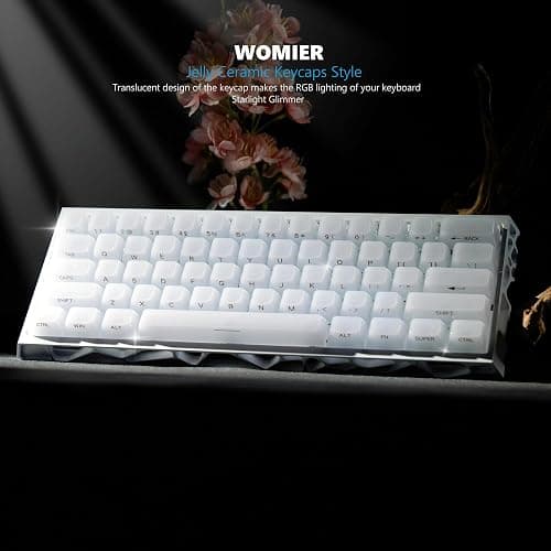 Womier Keyboard Keycaps Jelly - Ceramic Keycaps Style, Clear White Key Cap, Transparent Side Printed Custom 60 65 75 100 Percent for Cherry MX, Outemu, Gateron Mechanical Keyboards(MDA Profile) thumbnail 2