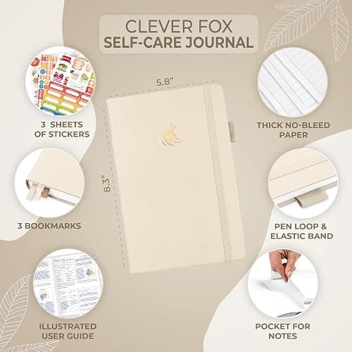 Clever Fox Self-Care Journal – Daily Reflection Notebook – Mental Health & Personal Development Planner, Meditation & Mood Log, A5 (Seashell) - A5 (5.8'' x 8.3'') - Seashell thumbnail 5