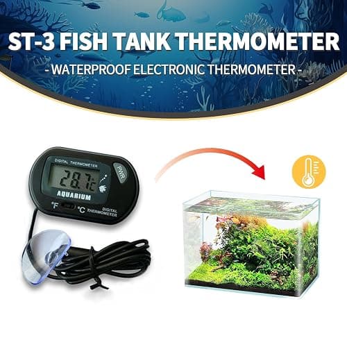 2 Pack Aquarium Thermometer, Digital Fish Tank Thermometer with Submersible Probe, Reptile Terrarium Thermometer with Large LCD Display and Suction Cup thumbnail 6