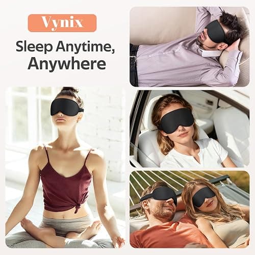 Vynix Sleep Mask for Men Women - 100% Blackout Eye Masks for Sleep - 3D Soft Sleeping Mask for Side Sleepers - Zero Pressure Lash Extensions Eye Cover Shade for Airplane Travel Essentials, Black thumbnail 8