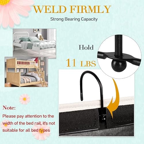 Ozzptuu Bedside Storage Caddy/Bedside Hanging Storage Bag for Headboards Bunk Beds Dorm Rooms Book Phone Magazine Holder (2PC Black) thumbnail 3