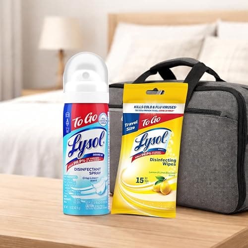 Lysol To Go Bundle - 1.5 Ounce Crisp Linen Disinfectant Spray and Lemon Lime Disinfecting Wipes Flat Pack thumbnail 7