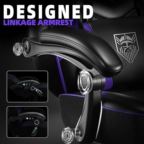 Vonesse Gaming Chair, Big and Tall Gaming Chair with Footrest and Massage, Gaming Chairs for Adults with Lumbar Support, Ergonomic High Back Computer Chair with Pocket Spring Cushion (Purple/Black) thumbnail 7