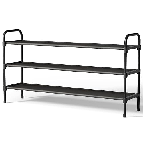 Kitsure Extra-Long Shoe Rack for Closet, Shoe Organizer for Front Door Entrance, Stackable Shoe Shelf, Detachable Closet Organizers and Storage, 39.0" Wide - 3 Tier, Black - Image 1