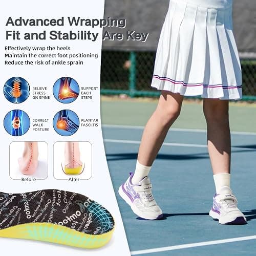 Kids Orthopedic Tennis Shoes for Boys and Girls: Comfortable Casual Plantar Fasciitis Arch Support Athletic Running Sneakers, Orthotic Breathable School Sports Walking Shoes for Foot and Pain Relief - 2 Little Kid - W5-purple White thumbnail 2