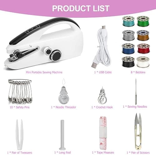 JLIAN MIOR Mini Handheld Sewing Machine for Beginners, Easy to Use, Fast Stitching — Perfect for Clothes, Fabrics, and Quick Home Repairs for Mom Birthday Valentine's Day and Christmas thumbnail 4