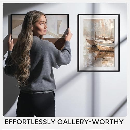 Homeoforia A2 Picture Frame Black, High End Metal 16.5 x 23.5 inch Poster Frames with Mat 11.7 x 16.5 for Photo, A2 Size Frame Matted to A3 Print, 16.5 by 23.4 Hanging Frames, Tempered Glass, Set of 3 thumbnail 8