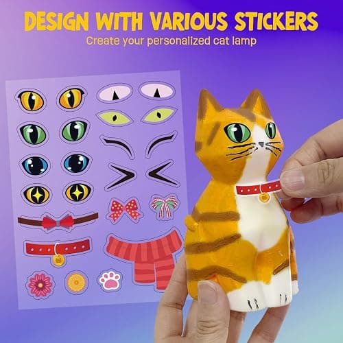 Paint Your Own Cat Lamp Kit, Arts and Crafts for Kids Ages 8-12, Art Supplies Painting kit for Kids 6-12, Cat Night Light Toys Girls Boy Birthday Christmas Gifts for Kid Ages 3 4 5 6 7 8 9 10 11 12+ thumbnail 6