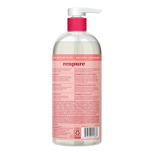 Renpure Apple Cider Vinegar & Aloe Shampoo, Plant-Based – Clarifies, Removes Residue and Nourishes for Shiny, Healthy Hair – For Dull Hair - Apple Cider Vinegar, Aloe Leaf Juice – 24 Fl Oz thumbnail 2