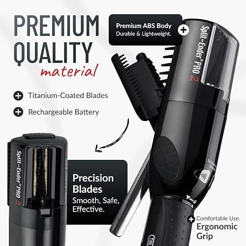 Split Ender Pro 2 Original Professional Beauty Tool Cordless Split End Hair Trimmer for Damaged, Dry, Brittle, Frizzy, Curly or Straight Hair (Black) thumbnail 4
