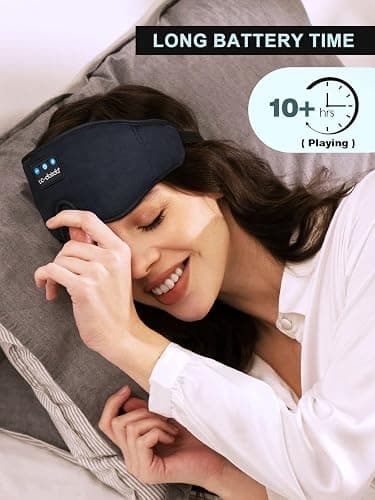 LC-dolida Sleep Headphones, 3D Sleep Mask Bluetooth Wireless Music Eye Mask, Sleeping Headphones for Side Sleepers Sleep Mask with Bluetooth Headphones Ultra-Thin Stereo Speakers Perfect for Sleeping thumbnail 4