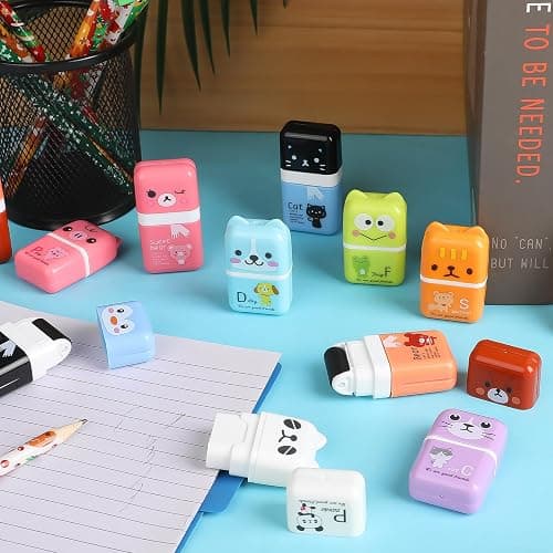CCINEE 12 Pcs Pencil Erasers,Cute Erasers with Cover and Clean Up Shaving Roller for School Gift Supplies Classroom Prizes thumbnail 5
