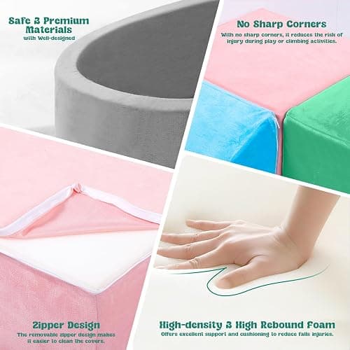 Climbing Toys for Toddlers, Foam Baby Climbing Blocks with Ball Pit for Toddlers 1-3 Inside, 5-Piece Soft Play Blocks, Indoor Climb Crawl Activity Play Set, Birthday Gift (Balls not Included) thumbnail 5