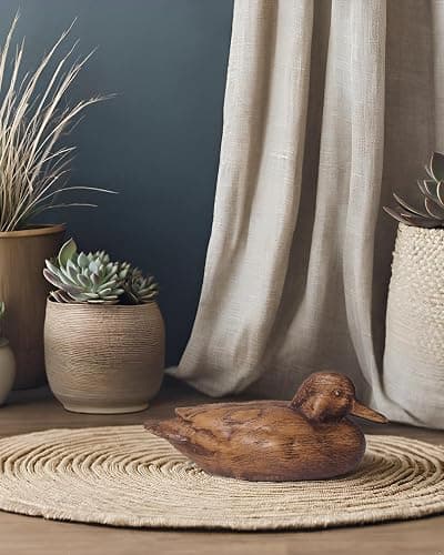 Hymmah Wooden Texture Duck Home Decor Statue Rustic Home Decorations for Living Room, Boho Sculpture Resin Animal Collectible Figurines for Indoor Decor thumbnail 2