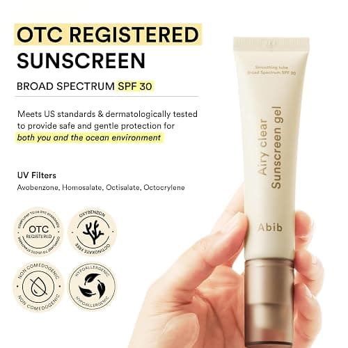 Abib Airy Clear Sunscreen Gel SPF30 1.01 fl.oz / 30 g (Semi- matte) | Korean Suncreen, Suncare, Sunblock, No White cast, Primer poreless thumbnail 5