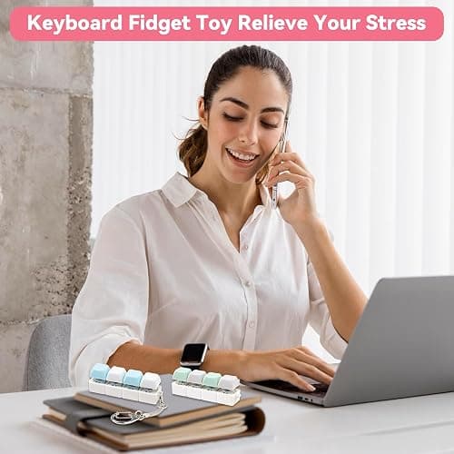 2 Pcs Creamy Keyboard Fidget Toy, Office Fidget Toys for Desk, 4 Keys Decompression Clicker Keyboard Fidget for Adults Stress Relief Pass Time thumbnail 2