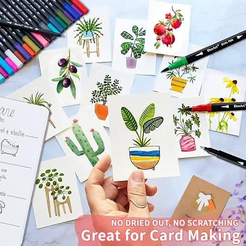 Dual Brush Markers for Adult Coloring Books, 24 Colored Fine Point Marker Pen for Back to School Supplies Bullet Journaling Note Taking Drawing thumbnail 2