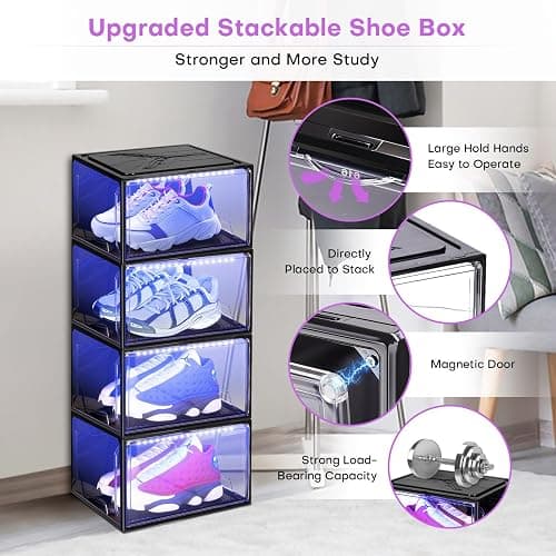 Oltraman LED Smart Shoe Boxes Display Case, Stackable Storage Organizers thumbnail 5