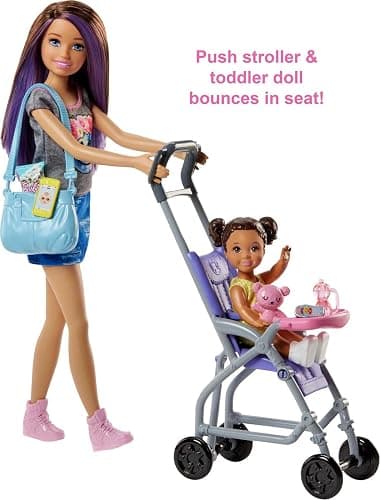 Barbie Babysitting Playset with Skipper Doll, Baby Doll, Bouncy Stroller and Themed Accessories thumbnail 3